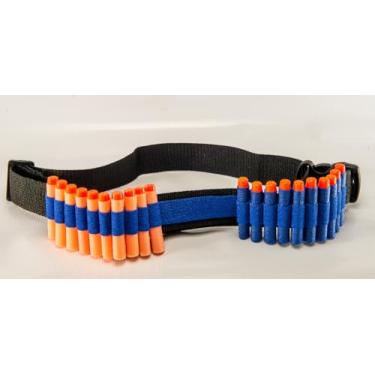 Imagem de Cinto Tático para Nerf, Suporte para 20 Dardos, Ajustável, Preto e Azul