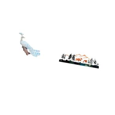 Imagem de Fenteer Estatueta Majestosa de Escultura de Pavão E Veado para Decoração de Jardim E Casa Ornamento Elegante para Quintal, Cerca, E Espaços Internos E