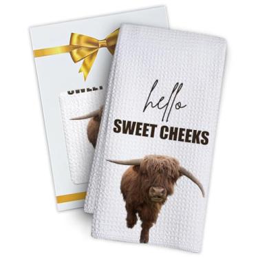 Imagem de Buildinest Toalhas de banheiro de vaca, Hello Sweet Cheeks Farmhouse Cow Toalhas de mão decorativas conjunto de 1 -A07