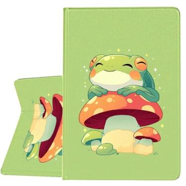Imagem de ZHJLZQAI Capa para iPad de 9,7 polegadas 5ª/6ª geração 2017/2018, iPad 9,7 Air 1/2 geração, suporte de ângulo de visão ajustável e leve, despertar/hibernar automaticamente, sapo de cogumelo de desenho