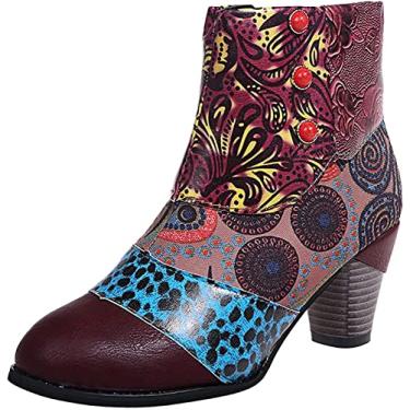 Imagem de Sapatos femininos femininos sapatos escolares botas curtas femininas salto grosso, Roxa, 9