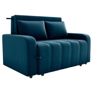 Imagem de Sofa Cama 2 Lugares 138 Cm Amora Veludo Maserati Milani Store Azul - M