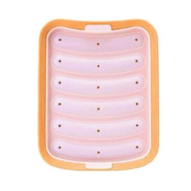 Imagem de Molde para fazer salsichas, utensílios de cozinha, faça você mesmo, antiaderente para cachorro-quente, máquina de hambúrguer feito à mão, molde de silicone para cozinha (laranja)