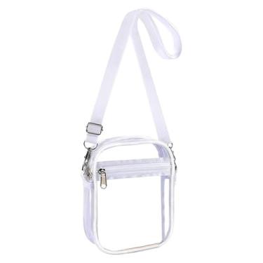 Imagem de Bolsa transversal transparente com bolso frontal, Branco
