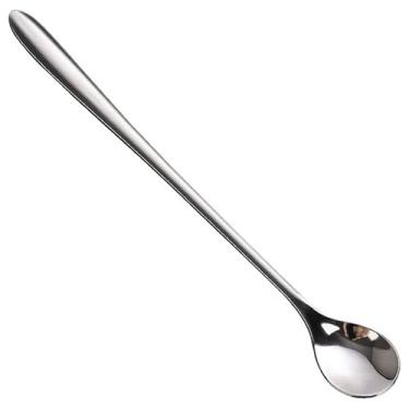 Imagem de 1 pacote de colher de chá gelado de cabo longo, 18,2 cm/7,2 polegadas, colher de sopa de mistura de aço inoxidável, prata