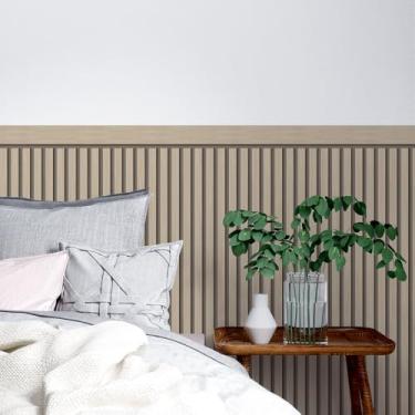 Imagem de Papel Meia Parede Ripado Decorativo – Revestimento Adesivo Estilo Madeira Ripada (Carvalho)