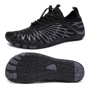 Imagem de Sapatos aquáticos para mulheres e homens, sapatos descalços antiderrapantes meias aquáticas para esportes ao ar livre, Preto, 9.5 Women/7.5 Men