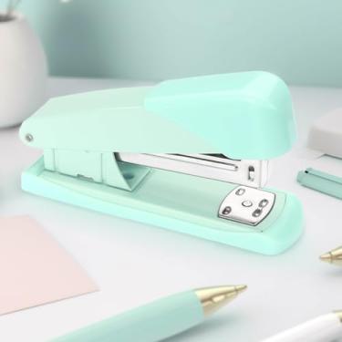 Imagem de Grampeador colorido Macaron para trabalho de mesa - grampeador pequeno para uso em casa, escola, negócios, grampeamento suave com design ergonômico
