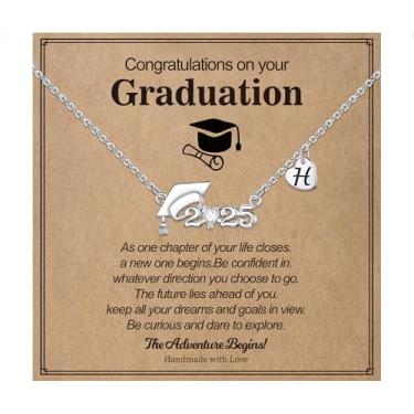 Imagem de Presentes de formatura para a faculdade de 2025, pingente de coração com inicial A-Z com fecho de formatura, presente de formatura inspirador, presentes de formatura do ensino médio para sua irmã e