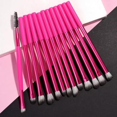 Imagem de Conjunto de 13 pincéis de maquiagem de tubo de alumínio para aplicar uma variedade de maquiagem, feitos com cerdas macias (rosa vermelha)