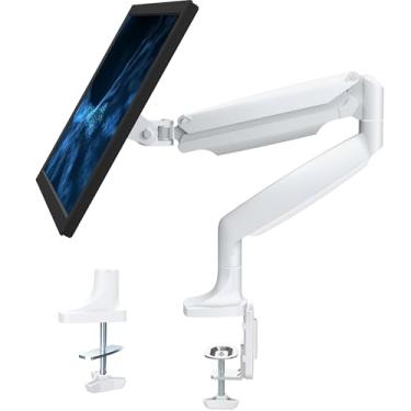 Imagem de VIVO Suporte articulado de mesa para monitor único ajustável de alumínio premium com braço pneumático, serve para tela de até 32 polegadas, branco, STAND-V001QW
