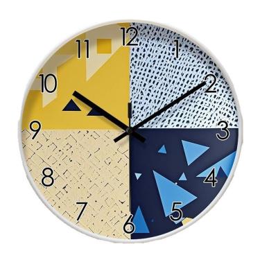 Imagem de Relógio de parede geométrico moderno de plástico de quartzo silencioso de 30 cm