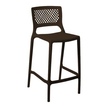Imagem de Banqueta Alta para Cozinha Marrom Café Empilhável Vênus em Polipropileno Acrilys