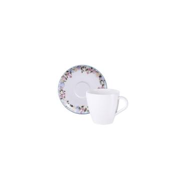 Imagem de Conjunto Xícara E Pires De Chá Tramontina Aura Em Porcelana Decorada 200 Ml 2 Peças
