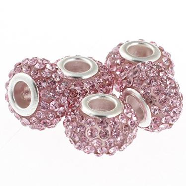 Imagem de Rubyca Missangas de vidro de orifício grande para pulseiras de contas europeias, 15 mm