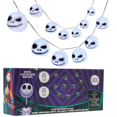 Imagem de Disney Cordão de luzes LED 3D Nightmare Before Christmas, 10 peças de luzes de fadas alimentadas por bateria para crianças, adolescentes e adultos, decorações e acessórios de Halloween (White