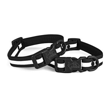 Imagem de lynxking Coleira refletiva impermeável ajustável durável para cães pequenos, médios e grandes, material de PVC de fácil limpeza, pacote com 2