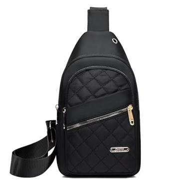 Imagem de Mochila tiracolo pequena para mulheres, bolsa de peito, bolsa tiracolo para viagem, esportes, corrida, pochete de viagem, Preto, P