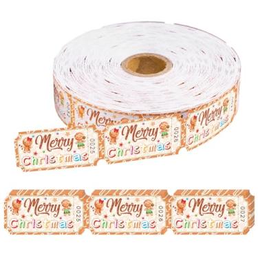 Imagem de FYSUIMU 1000 peças de bilhetes de sorteio de circo para sorteio de feliz Natal, decoração de bilhetes de homem de gengibre com desenho fofo para Natal, férias, carnaval, artigos de festa