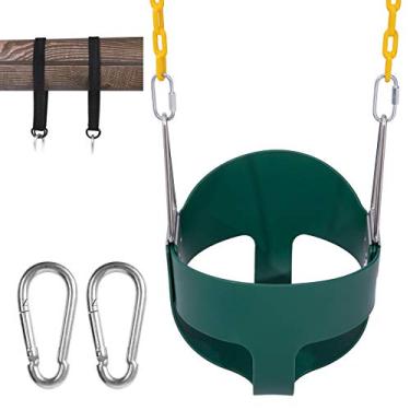Imagem de Sunnyglade — Conjunto de acessórios para crianças com costas altas e conjunto de balanço com corrente revestida de 167,6 cm, 2 ganchos de encaixe e 2 tiras de suporte para pendurar 299 kg