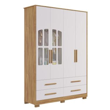 Imagem de Armário Infantil 4 Portas Charlô - Móveis Peroba Amendoa-branco