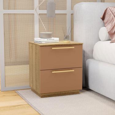 Imagem de Mesa Cabeceira Quarto 50cm Com 2 Gavetas Magna Nature-camarim V01 - D'rossi