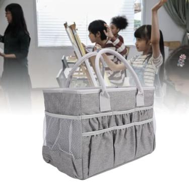 Imagem de Ymiko Bolsa Organizadora de Artesanato, Caddy Multifuncional de Armazenamento de Arte Grande Com Vários Bolsos para Viagens, Academia, Produtos de Higiene Pessoal, Maquiagem, Material