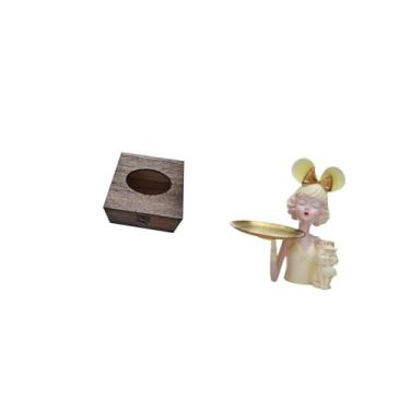 Imagem de Fenteer Porta-lenços de Madeira, Estojo Dispensador de Lenços Faciais, Organizador, Bandeja para Guardar Toalhas de Mão, Porta-guardanapos, Capa para Caixa de