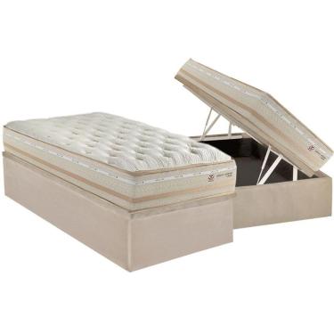 Imagem de Conjunto Box Baú Solteiro: Colchão Molas Herval Maxspring C1626 + Base Crc Suede Clean (88x188)