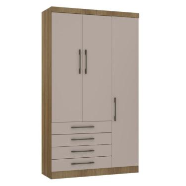 Imagem de Módulo De Guarda Roupa Eucamoveis Paris 3 Portas 4 Gavetas Avela/cinammon