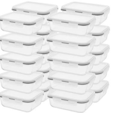 Imagem de Kit 20 pote hermético vidro 640ml tampa vedação organizador cozinha re