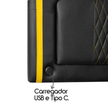 Imagem de Painel Cabeceira Gamer USB Fighter Cama Box Solteiro 90cm - SOFA STORE