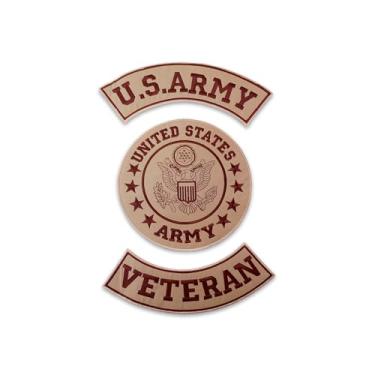 Imagem de IND STURGIS LLC Conjunto de adesivos de veteranos do exército dos EUA para motociclistas veteranos, jaqueta ou colete (Grullo), grande, CP100G-TR200G-BR300G