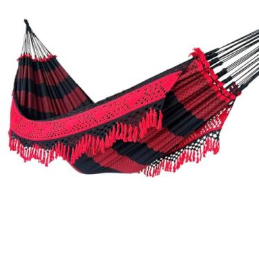 Imagem de Rede De Descanso Dormir Casal Luxuosa Premium Gigante (VERMELHO PRETO)