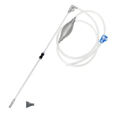 Imagem de disclean Kit de troca de água de sifão de aquário - mangueira de 1,6 m e 2 tubos rígidos (total de 2,2 m), aspirador de cascalho manual com lâmpada de ar, válvula de controle de fluxo, cabeça de bico