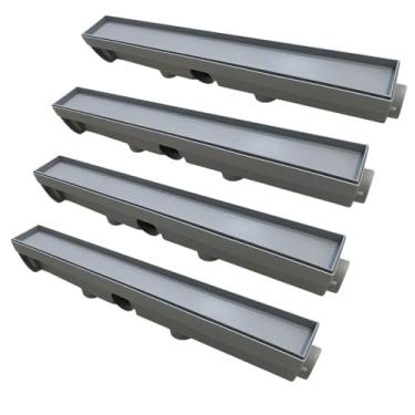 Imagem de Kit 4 Ralos Linear Invisível 6x50 Sifonado ABS Oculto Porcelanato Branco Cinza Claro Cinza Escuro Preto (Bege)