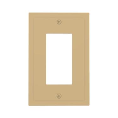 Imagem de Wmhusu Capa de tomada marrom claro cáqui 1 gangue placa de parede única interruptor de luz basculante decorativa GFCI receptáculo placa elétrica para sensor de movimento USB regulador