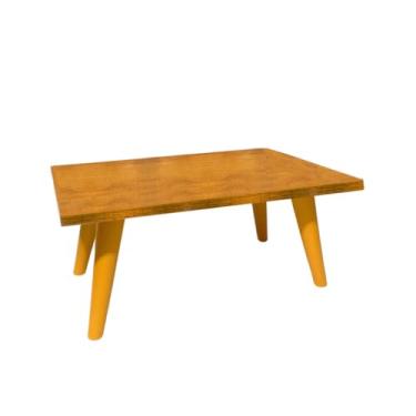 Imagem de Mesa De Centro 50cm Retangular Com Pés Palito PVC Retro Decoração Sala De Estar Modernic(Nature/Caramelo)