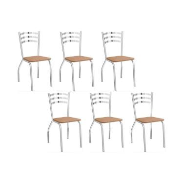 Imagem de Cadeiras De Cozinha Portugal C007 Kit 6 Un Cromada - Assento Capuccino 31 - Kappesberg