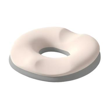 Imagem de OIIBWQ Almofada de assento Donut Pillow, almofada para cóccix, confortável, respirável, inovadora de espuma viscoelástica para cadeira de carro, Bege