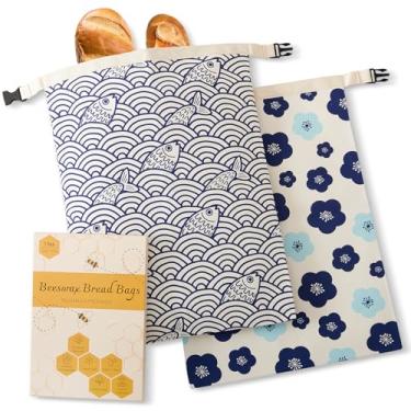 Imagem de Augine Sacos de pão de cera de abelha para fermento, sacos de pão reutilizáveis para pão caseiro, 2 pacotes de armazenamento de pão, presentes perfeitos, tampa GG