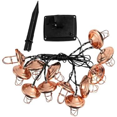 Imagem de Luzes de corda de metal movidas a energia solar para espaços ao ar livre, lanternas marroquinas de cobre com brilho branco quente