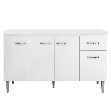 Imagem de Balcão Pia Gabriela 150cm Branco Com Tampo Mdp - Ajl Móveis Branco