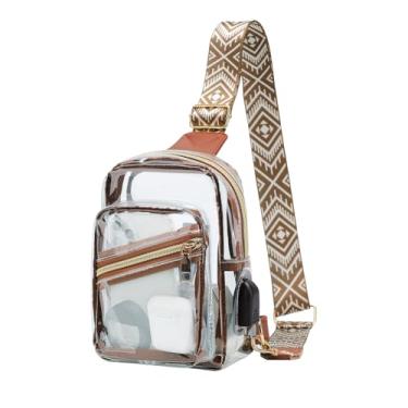 Imagem de Merleu Bolsas transparentes para estádio aprovadas com porta de carregamento USB, material impermeável durável, bolsas transversais transparentes para mulheres, eventos de estádio, escritório