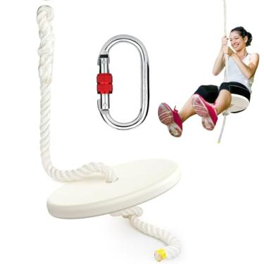 Imagem de Fologtoo Assento de tirolesa, assento sobresselente para crianças e adultos, acessórios de linha com fecho de correr com mosquetão e corda de nylon ajustável