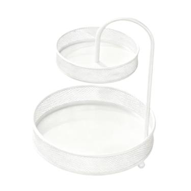 Imagem de Generic Suporte para Frutas e Legumes em Ferro com 2 Níveis, Ideal para Sala de Estar, Pão e Cozinha, Branco