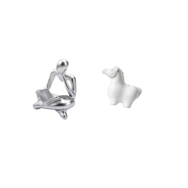 Imagem de Fenteer Estatueta de Porcelana Abstrata de Cavalo Pensador, Estátua, Escultura Animal Decorativa para Mesa, Sala de Estar, Prateleira, Escritório, Armário Int