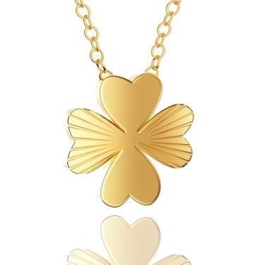 Imagem de Colar com pingente de trevo de quatro folhas, corrente banhada a ouro 18K para mulheres, pingente da sorte, Large, Metal banhado a ouro 18k, Sem Pedra Preciosa
