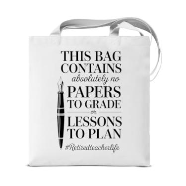 Imagem de KSFFWQIN Retired Teacher Gifts Tote Bag for Women Teacher Appreciation Retirement Gifts Bolsa de ombro reutilizável para compras de supermercado Bolsa de ombro para professores de estética