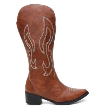 Imagem de Bota Feminina Vicerinne Cano Alto Western Bordado Boiadeira Country Salto Bico Fino Rodeio Caramelo (36, BR, Adulto, Numérico, 36)